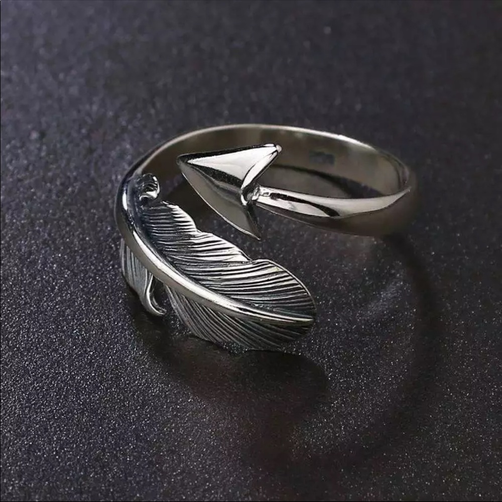 Men’s sterling silver vintage feather ring - Picture 3 of 5